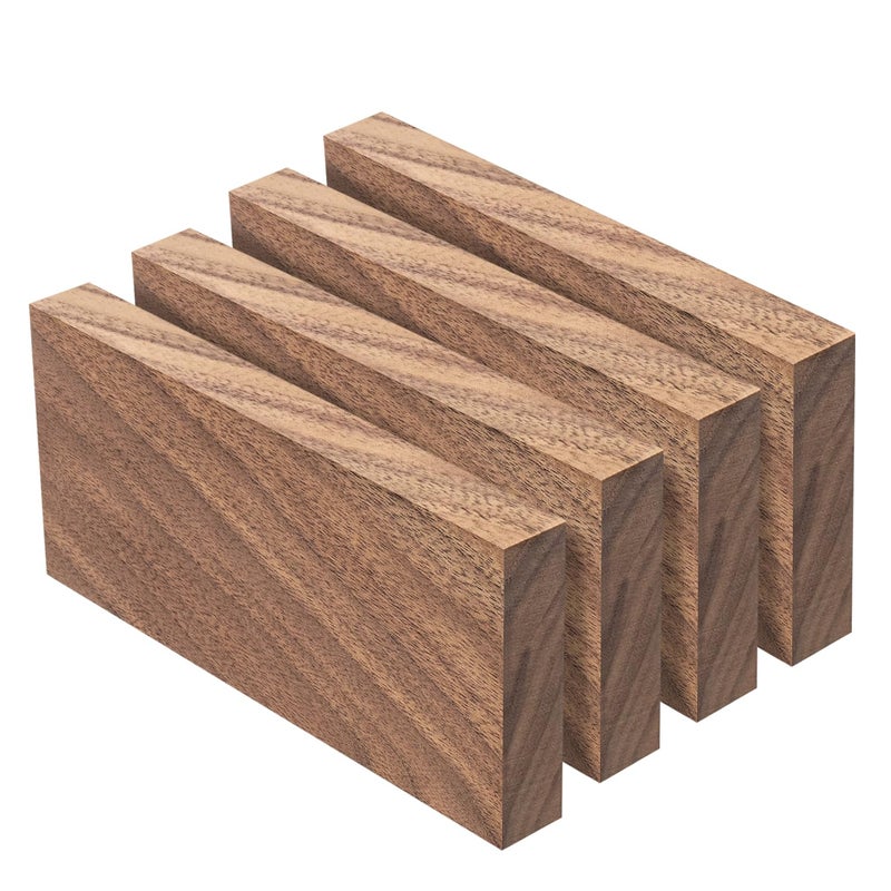 Wislist 4 Pcs Walnut Wood Log Lumber Board Knife Handle Material, Square Turning BlanksHandle Plate for Instruments DIY Raw Wood Turning Blanks(5.1" x 2.3" x 0.5") - Image 1